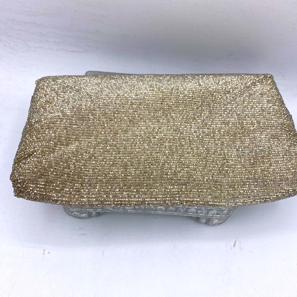 Vintage DELILL Elegant Gold/ Champagne Beaded Clutch Handbag Handmade In China - Picture 6 of 11
